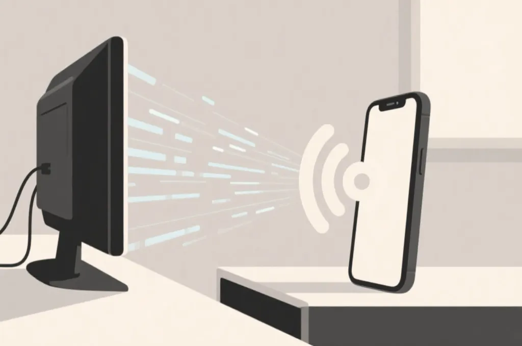 Android smartphone casting media to modern smart TV screen